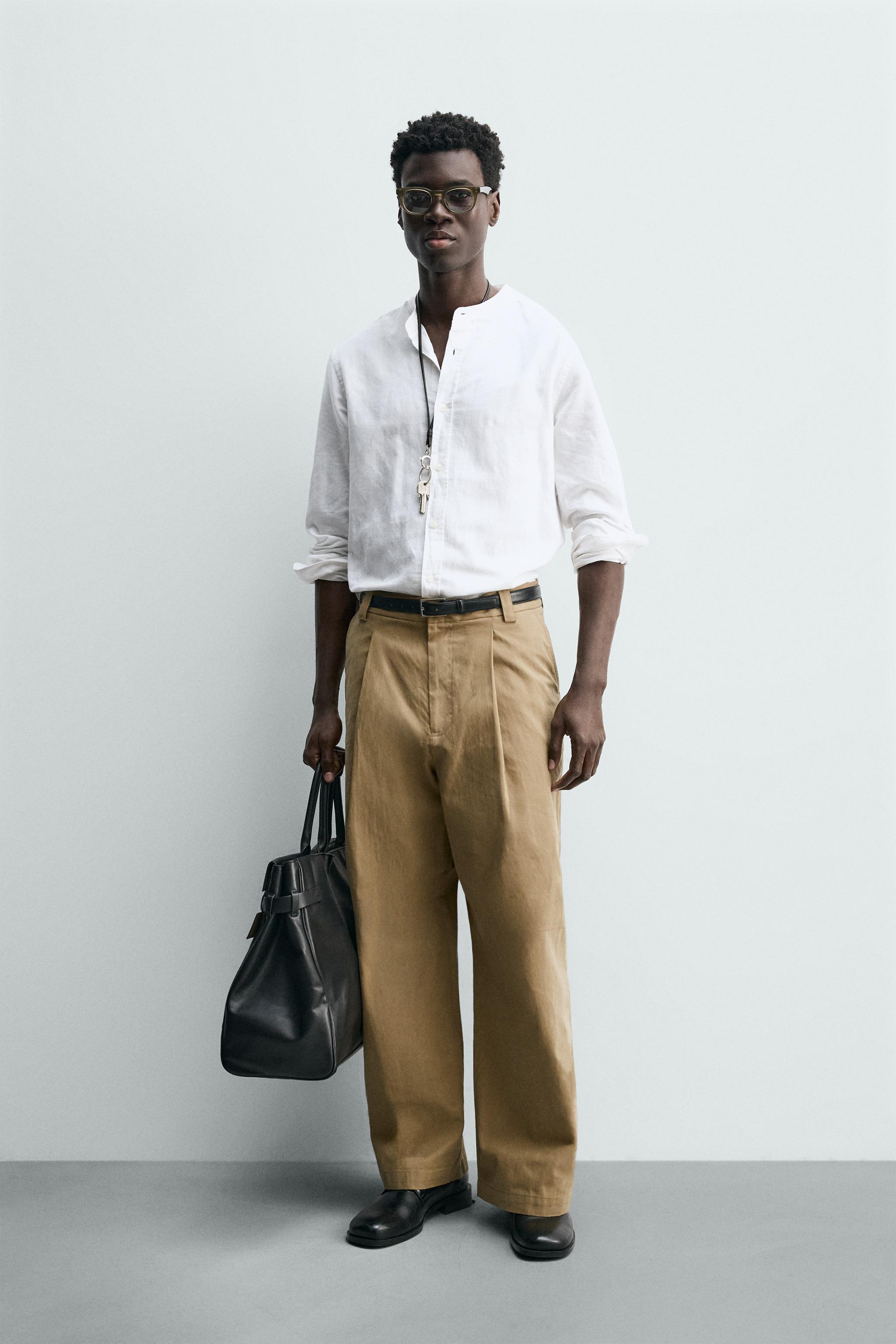 PLEATED BARREL FIT PANTS